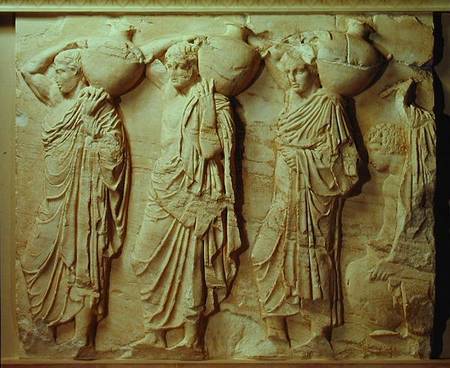Relief depicting hydria carriers from the North Frieze of the Parthenon from Greek School