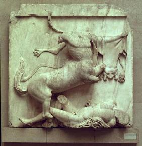 A Centaur triumphing over a Lapith, metope XXVIII from the south side of the Parthenon