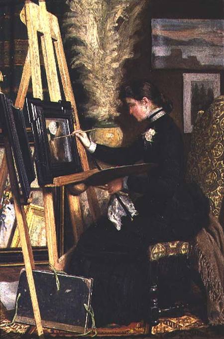 Portrait of Josephine Gillow painting at an easel from Guido Guidi
