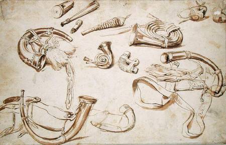 Hunting Paraphanalia (pencil, pen and from Giuseppe Pellizza da Volpedo