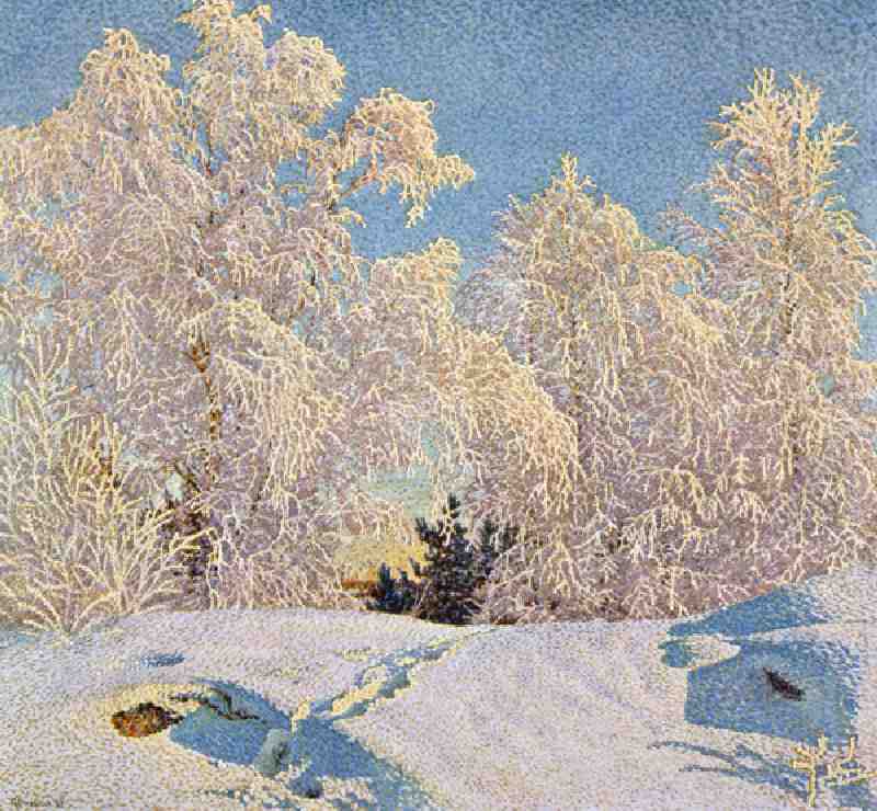 Frost in Sunshine, 1921 (colour litho) from Gustaf Edolf Fjaestad