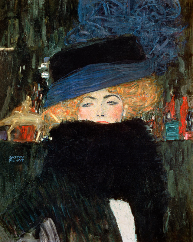 Lady with hat and boa from Gustav Klimt