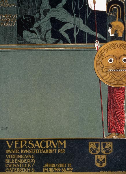 Cover of 'Ver Sacrum', the journal of the Viennese Secession, depicting Theseus and the Minotaur, at from Gustav Klimt