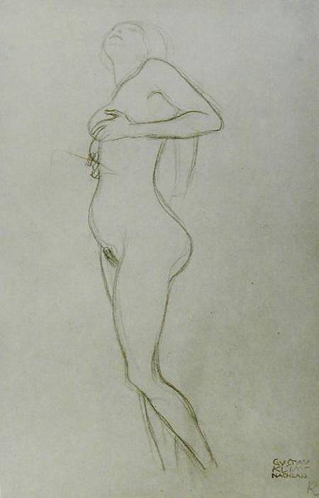 Standing Nude Girl Looking Up from Gustav Klimt