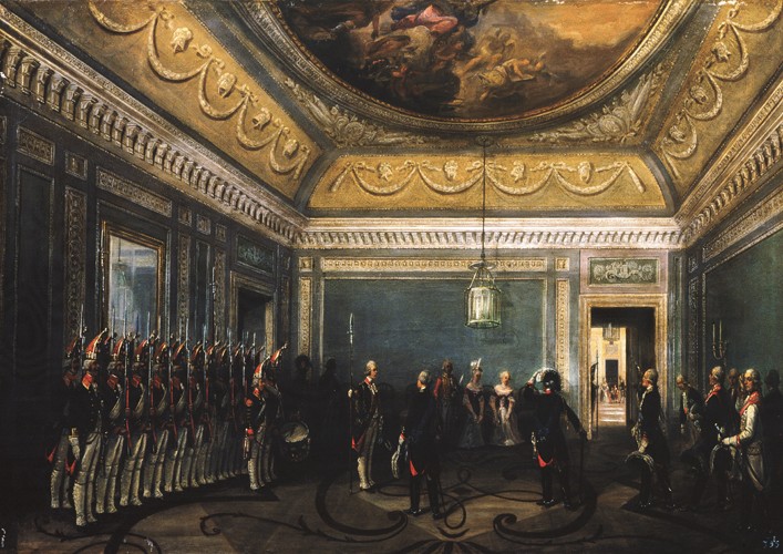 Changing of the Preobrazhensky Regiment Guards in the Gatchina Palace at the time of Paul I from Gustav Schwarz