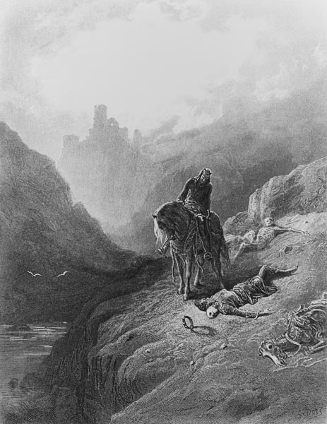 King Arthur discovers the Skeletons of the Brothers, illustration from ''Idylls of the King'' from Gustave Alfred TennysonDore