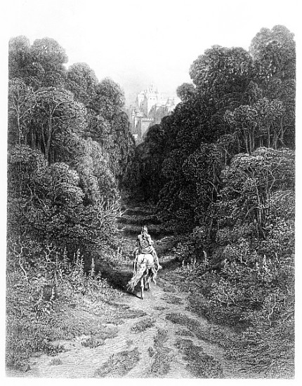 Lancelot approaches the Castle at Astolat, illustration from ''Idylls of the King'' from Gustave Alfred TennysonDore