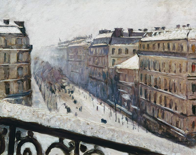 Boulevard Haussmann in the Snow from Gustave Caillebotte
