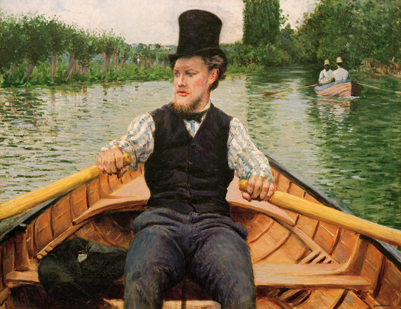 Rower with top hat from Gustave Caillebotte