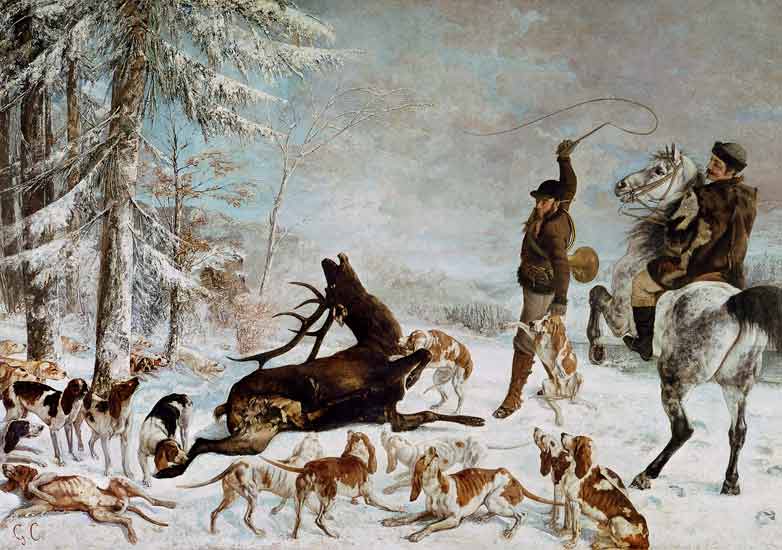 L ' hallali you cerf (Épisode de chasse are of courre sur un land inclines de) from Gustave Courbet