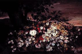 Flower still life at a stone bank from Gustave Courbet