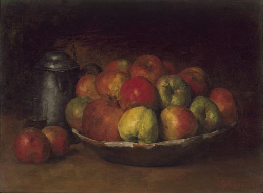 Stilleben. Aepfel und Granataepfel Gustave Courbet as art print or painted oil.