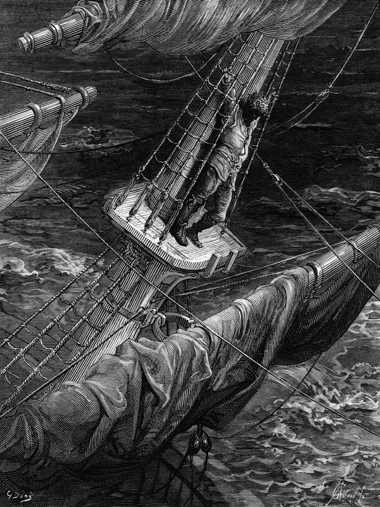 The Mariner regrets his shooting of the Albatross, scene from ''The Rime of the Ancient Mariner'' S. from Gustave Doré
