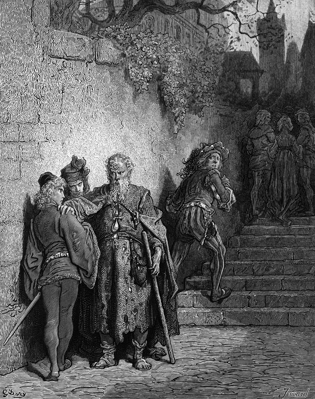 The Wedding Guest being detained the Ancient Mariner, opening scene of ''The Rime of the Ancient Mar from Gustave Doré