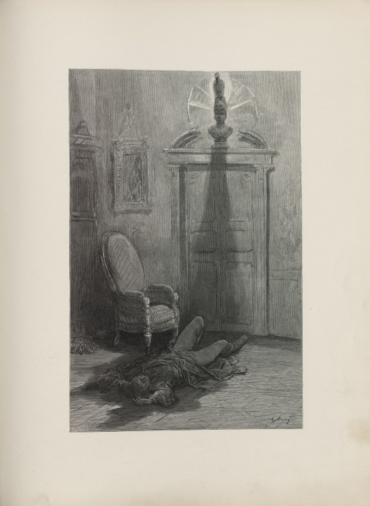 Illustration for the poem "The Raven" by Edgar Allan Poe from Gustave Doré