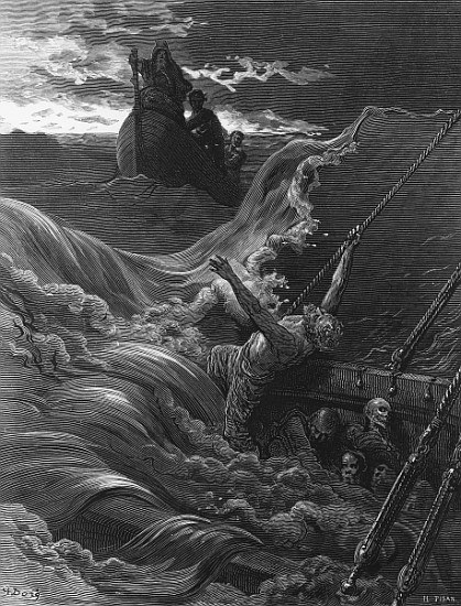 The mariner, as his ship is sinking, see - Gustave Doré as art print or ...