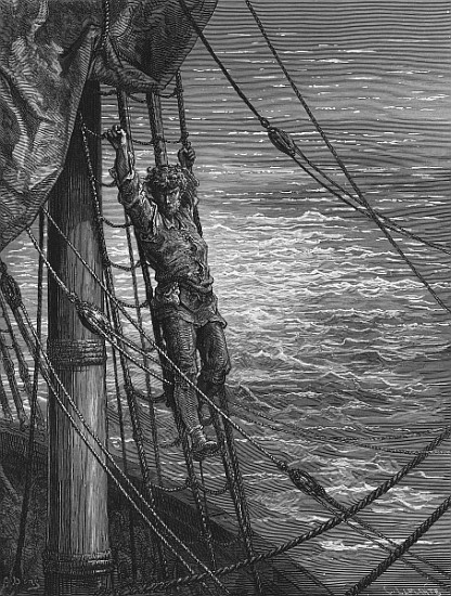 The Mariner describes to his listener, the wedding guest, his feelings of loneliness and desolation  from Gustave Doré