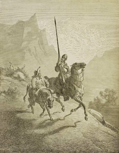 Illustration to the book "Don Quixote de la Mancha" by M. de Cervantes