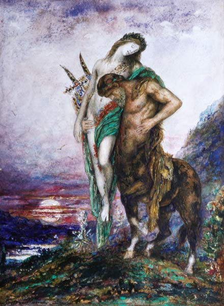 Dead poet borne by centaur from Gustave Moreau