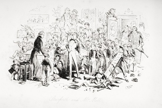 Steerforth and Mr. Mell, illustration from ''David Copperfield'' Charles Dickens (1812-70) first pub from Hablot Knight (Phiz) Browne