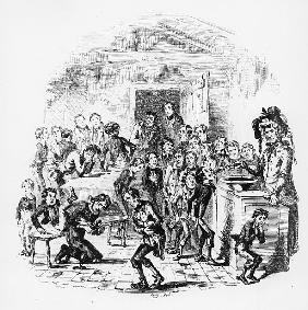 The internal economy of Dotheboys Hall, illustration from `Nicholas Nickleby'' Charles Dickens (1812