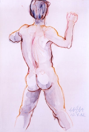 Stationary masculine act, both arms lateral, view of behind ... from Hajo Horstmann