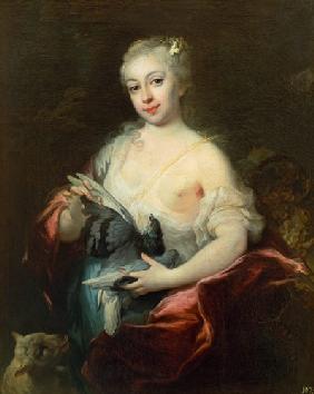 Girl with bird and lamb