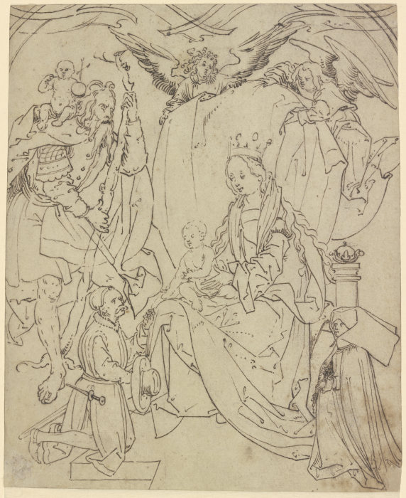 Thronende Madonna mit dem Heiligen Christophorus, zwei Engeln und zwei Stiftern from Hans Burgkmair