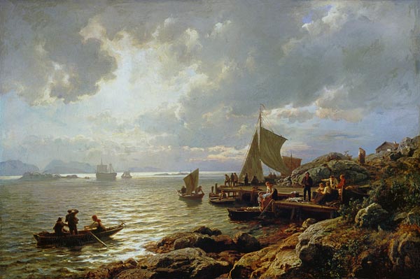 Evening homecoming of the fishermen from Hans Fredrik Gude