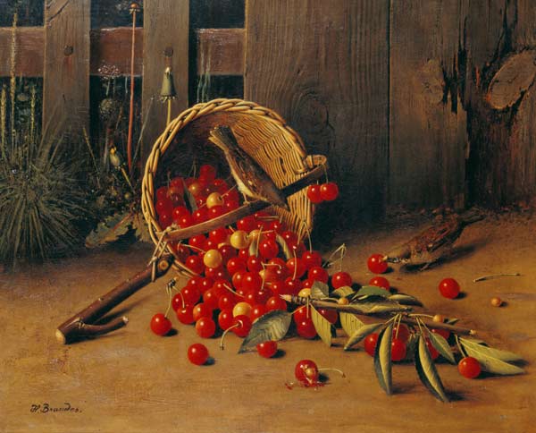 Quiet life with cherries in a Weidenkorl from Hans Heinrich Jürgen Brandes