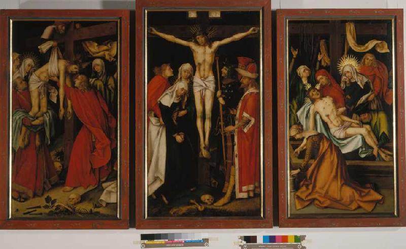 Kaisheimer cross altar Descent from the Cross (107.6 x58, 4) crucifixion (113.2 x63), burial from Hans Holbein the Elder