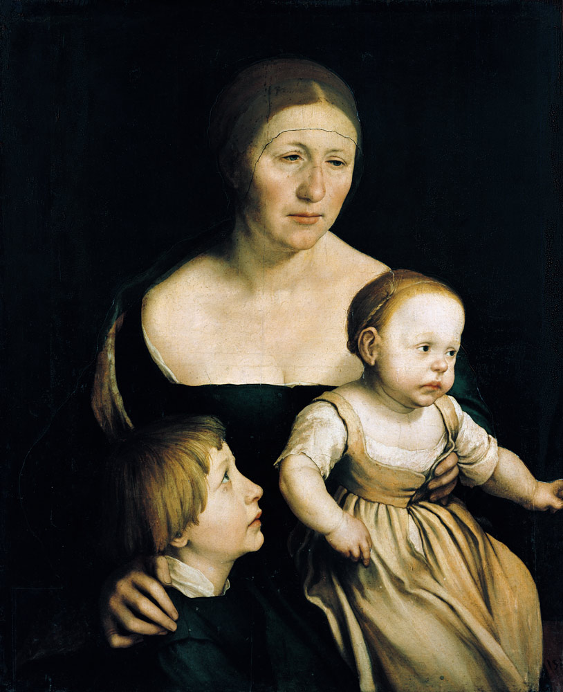 Family picture. The wife of the artist with the two older children from Hans Holbein the Younger