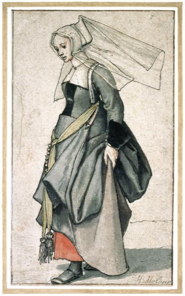 A Young English Woman (pen & ink and w/c on paper) from Hans Holbein the Younger