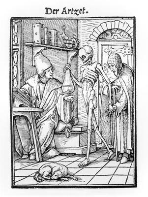 Death and the Physician, from 'The Dance of Death', engraved by Hans Lutzelburger, c.1538 (woodcut) from Hans Holbein the Younger