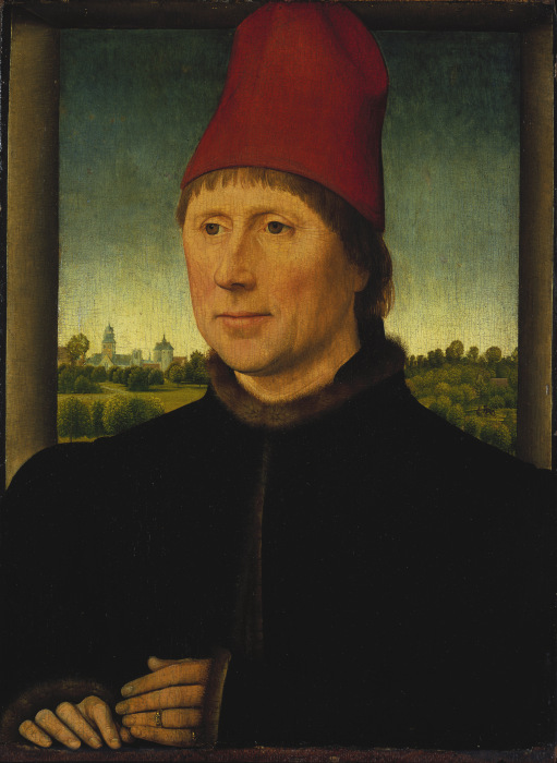 Portrait of a Man Wearing a High Red Cap from Hans Memling