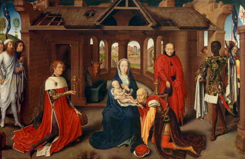 Three king altar, middle panel -- adoration of the kings from Hans Memling