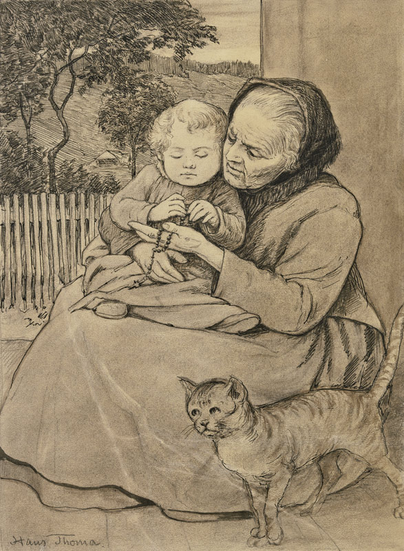 Sitzende alte Frau mit Kind from Hans Thoma