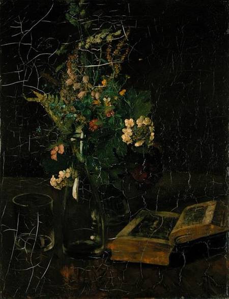 Still Life with a Bunch of Flowers and a Bible from Hans Thoma