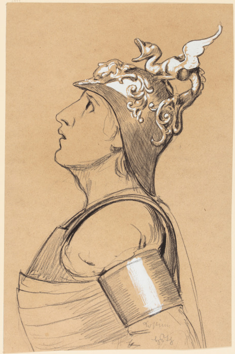 Valkyrie (Costume Study for Bayreuth) Head with Helmet from Hans Thoma