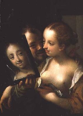 Laughing Couple with a mirror