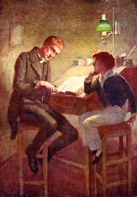 David Copperfield and Uriah Heep, illustration for 'Character Sketches from Dickens' compiled by B.W from Harold Copping