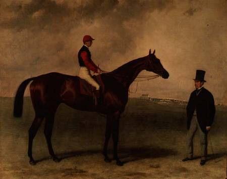 "Gladiateur" with Harry Grimshaw up and his owner, Count Frederic de Lagrange from Harry Hall