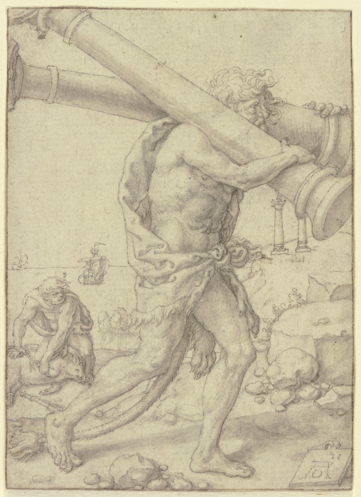 Herkules trägt die Säulen nach der Enge von Gades from Heinrich Aldegrever
