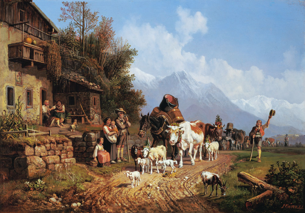 Homecoming of the Alpine pasture. from Heinrich Bürkel