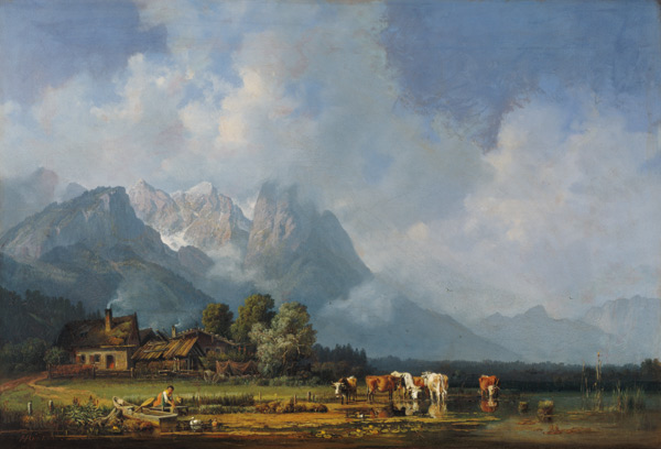 Fishing village in the Bavarian uplands. from Heinrich Bürkel