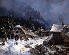 Forge in winter from Heinrich Bürkel