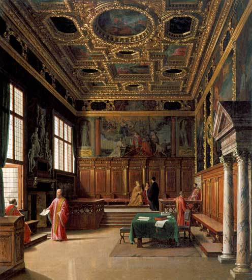 Advice hall in the doge palace to Venice from Heinrich Hansen