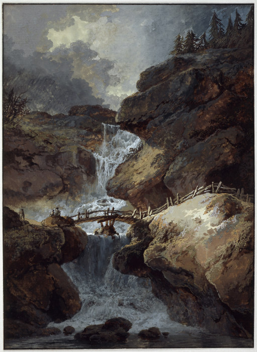 Wasserfall in einer Felsenschlucht bei Gewitterstimmung from Heinrich Wüest