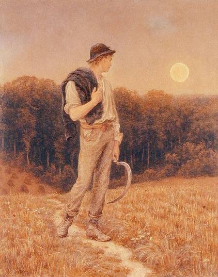The Harvest Moon, 'globed in mellow splendour' from Helen Allingham