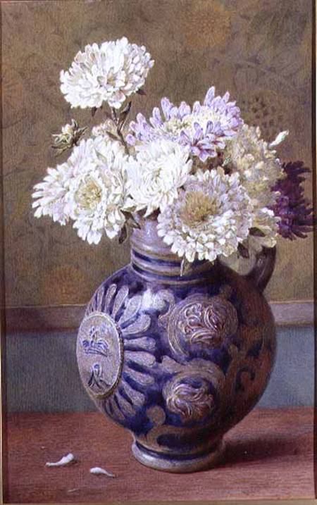 Chrysanthemums in a stoneware jug from Helen Cordelia Coleman Angell